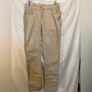 Izod Khaki Pants w Pink Trim "Approved Schoolwear" Juniors Sz 9 Stretch Skinny